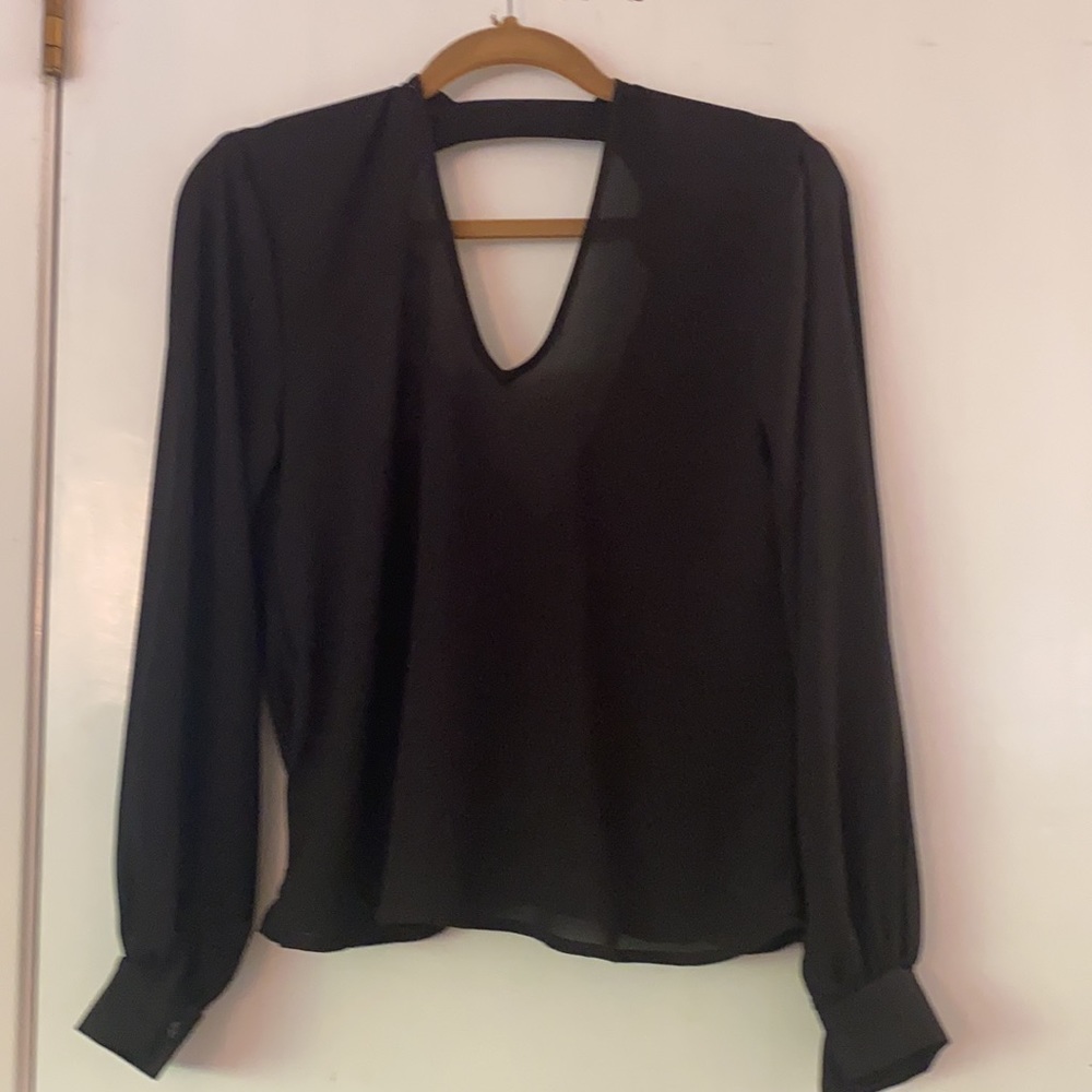 Lush Black open back blouse
